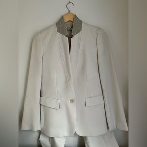 Stella McCartney Suit blazer & pants - cream lightweight weave wool stand collar